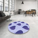 Round Patterned Periwinkle Purple Rug in a Office, pat3652blu