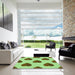 Machine Washable Transitional Jade Green Rug in a Kitchen, wshpat3652grn
