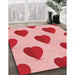 Patterned Pink Rug in Family Room, pat3652rd