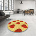 Round Patterned Orange Red Orange Rug in a Office, pat3652yw