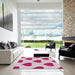 Square Patterned Pink Violet Pink Novelty Rug in a Living Room, pat3652