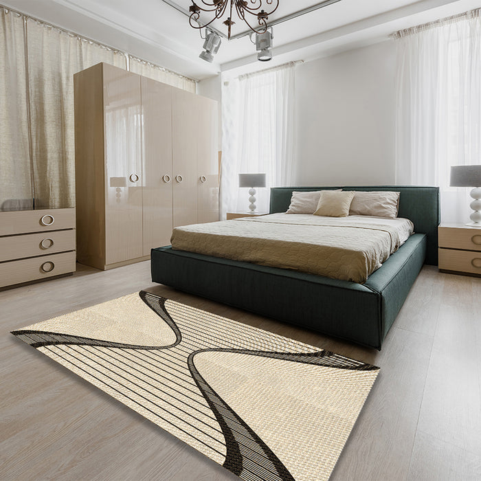Patterned Wheat Beige Rug in a Bedroom, pat3653brn