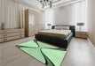 Patterned Mint Green Rug in a Bedroom, pat3653grn