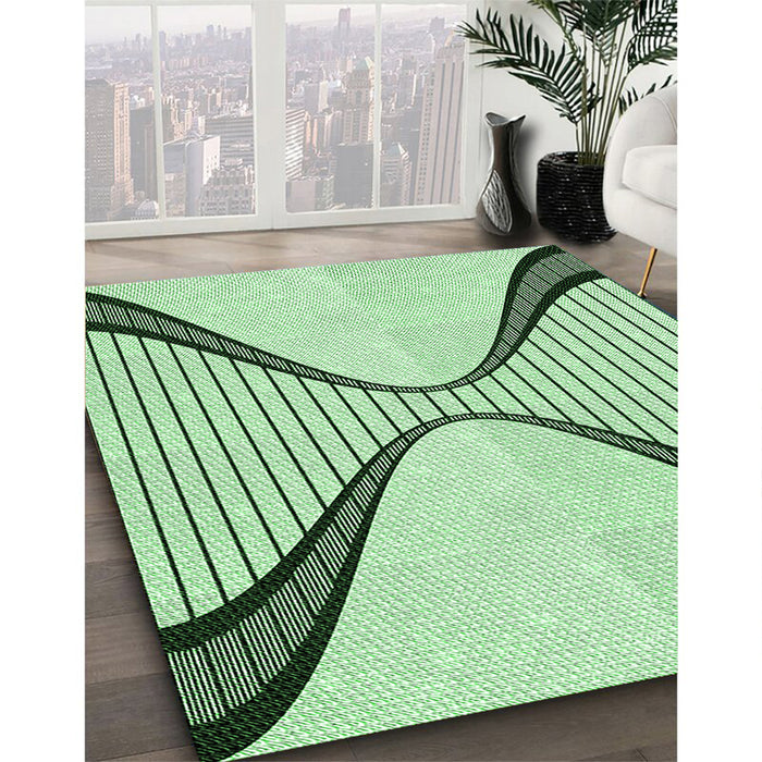 Patterned Mint Green Rug in Family Room, pat3653grn