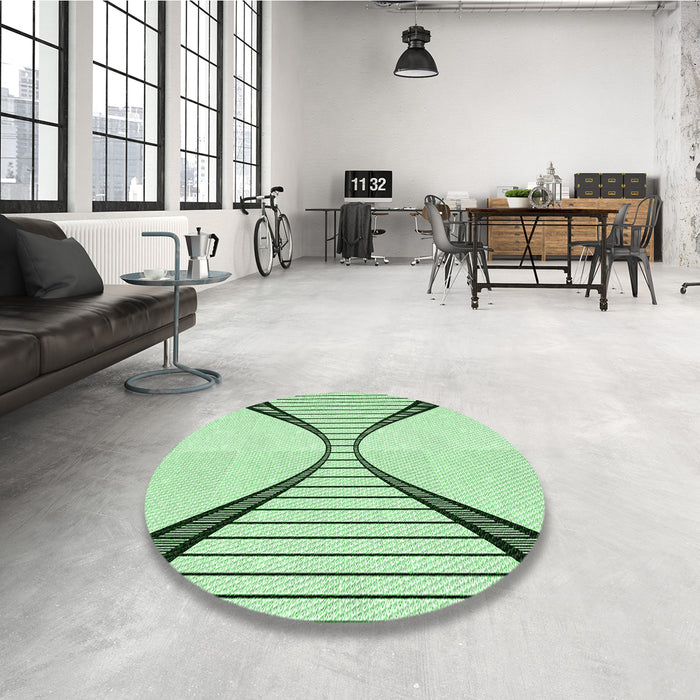 Round Patterned Mint Green Rug in a Office, pat3653grn