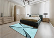 Patterned Deep-Sea Green Rug in a Bedroom, pat3653lblu