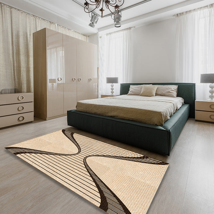 Patterned Copper Brown Rug in a Bedroom, pat3653org