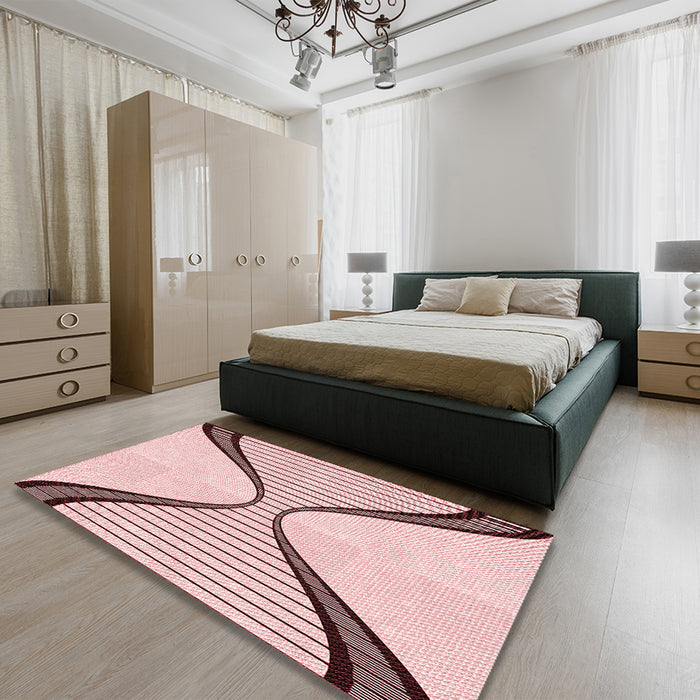 Patterned Red Rug in a Bedroom, pat3653rd
