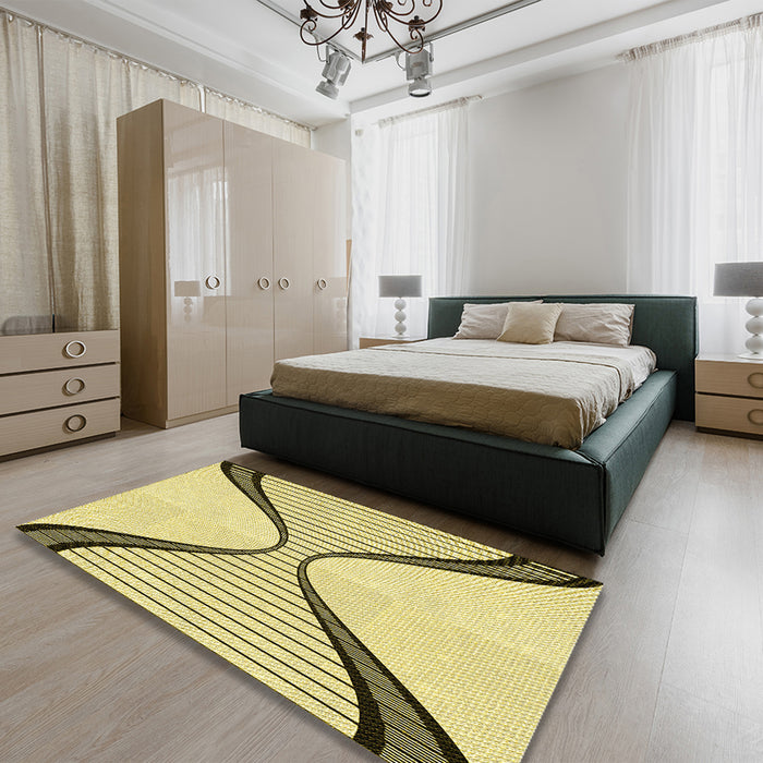 Patterned Sun Yellow Rug in a Bedroom, pat3653yw