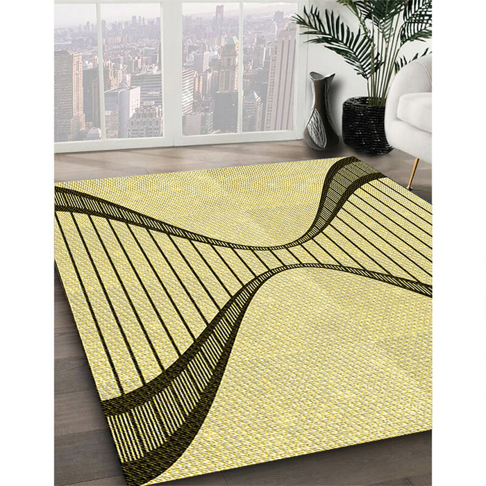 Machine Washable Transitional Sun Yellow Rug in a Family Room, wshpat3653yw