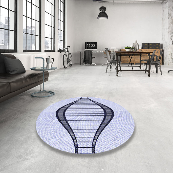 Round Patterned Lavender Blue Rug in a Office, pat3654blu