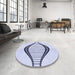 Round Patterned Lavender Blue Rug in a Office, pat3654blu