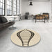 Round Patterned Moccasin Beige Rug in a Office, pat3654brn