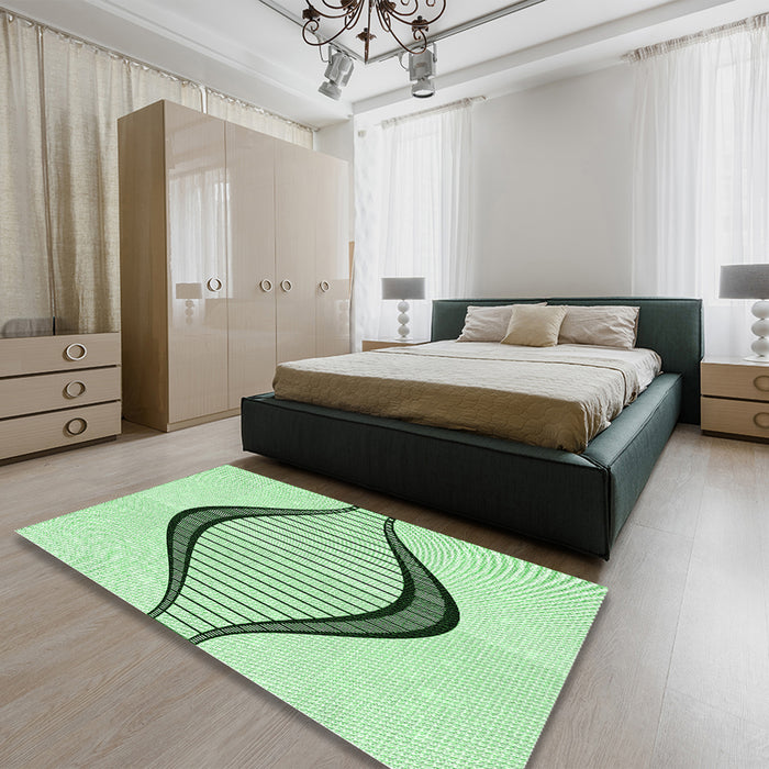 Patterned Mint Green Rug in a Bedroom, pat3654grn