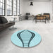 Round Patterned Electric Blue Rug in a Office, pat3654lblu