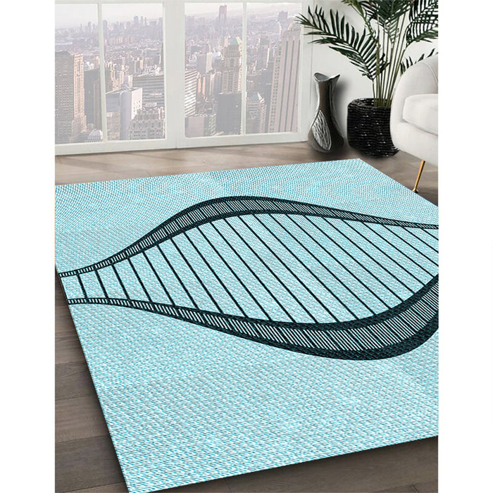 Patterned Electric Blue Rug in Family Room, pat3654lblu