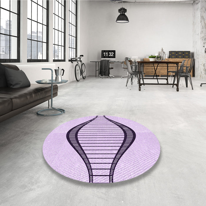 Round Patterned Lilac Purple Rug in a Office, pat3654pur