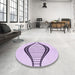Round Patterned Lilac Purple Rug in a Office, pat3654pur