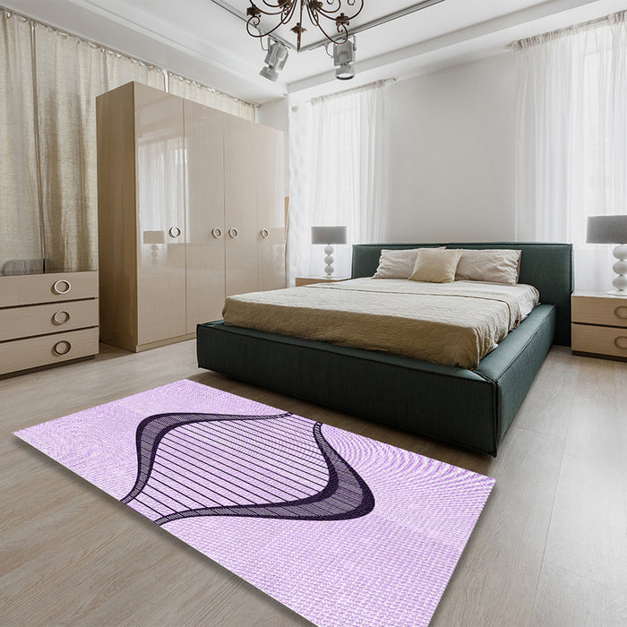 Patterned Lilac Purple Rug in a Bedroom, pat3654pur