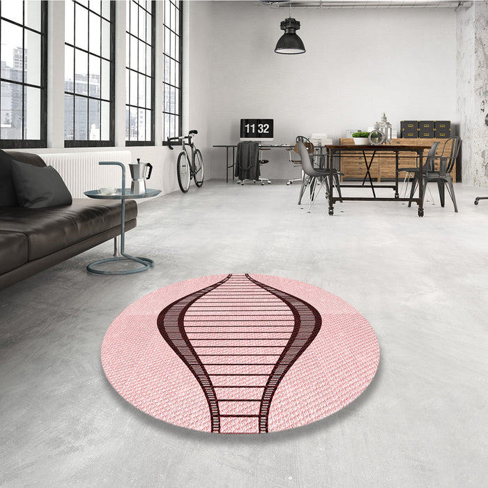Round Patterned Pink Rug in a Office, pat3654rd