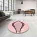 Round Patterned Pink Rug in a Office, pat3654rd
