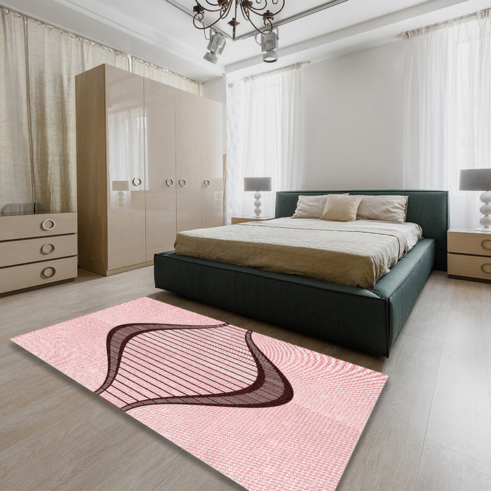 Patterned Pink Rug in a Bedroom, pat3654rd