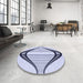 Round Patterned Lavender Blue Rug in a Office, pat3655blu