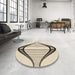 Round Patterned Wheat Beige Rug in a Office, pat3655brn