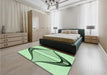 Patterned Mint Green Rug in a Bedroom, pat3655grn