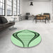 Round Patterned Mint Green Rug in a Office, pat3655grn