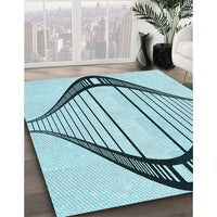 Patterned Deep-Sea Green Rug, pat3655lblu