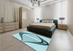 Patterned Deep-Sea Green Rug in a Bedroom, pat3655lblu