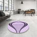 Round Patterned Purple Flower Purple Rug in a Office, pat3655pur