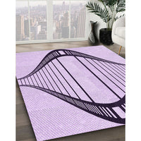 Patterned Purple Flower Purple Rug, pat3655pur