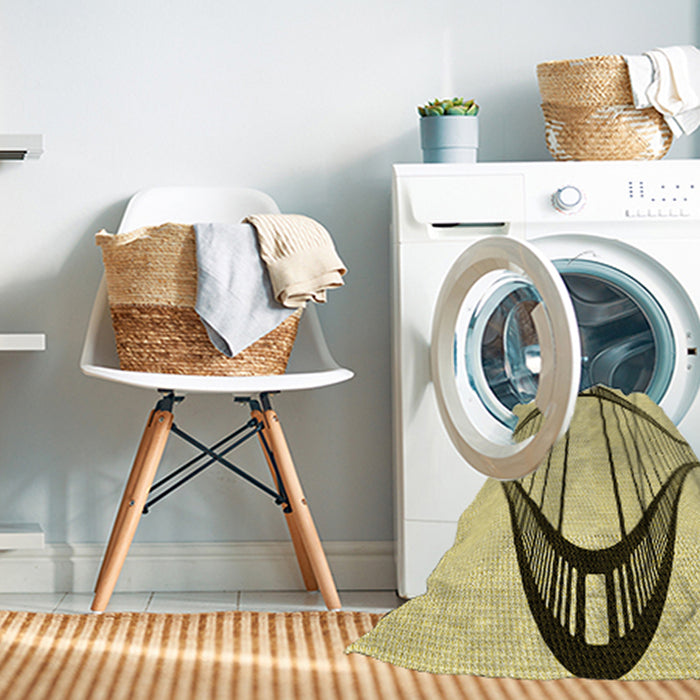 Machine Washable Transitional Sun Yellow Rug in a Washing Machine, wshpat3655yw