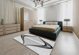 Patterned Gray Novelty Rug in a Bedroom, pat3655