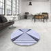 Round Patterned Lavender Blue Rug in a Office, pat3656blu