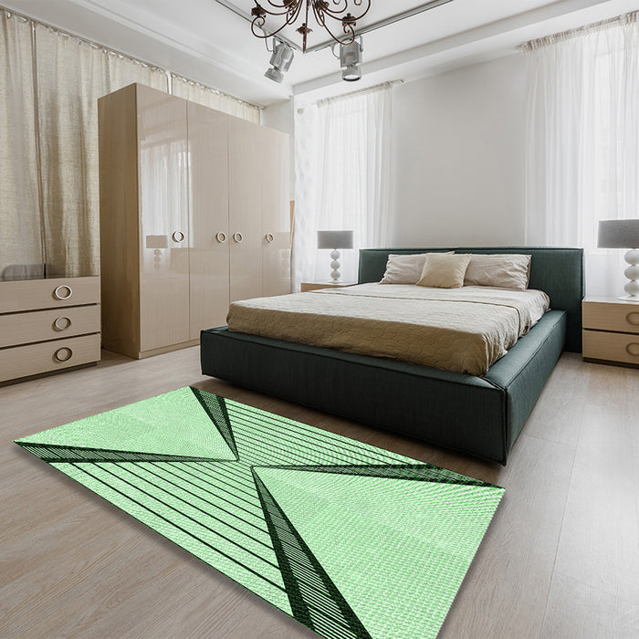 Patterned Mint Green Rug in a Bedroom, pat3656grn