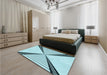 Patterned Deep-Sea Green Rug in a Bedroom, pat3656lblu