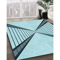 Patterned Deep-Sea Green Rug, pat3656lblu