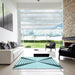 Machine Washable Transitional Deep-Sea Green Rug in a Kitchen, wshpat3656lblu