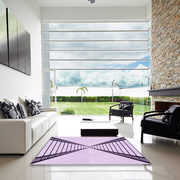 Machine Washable Transitional Purple Flower Purple Rug in a Kitchen, wshpat3656pur