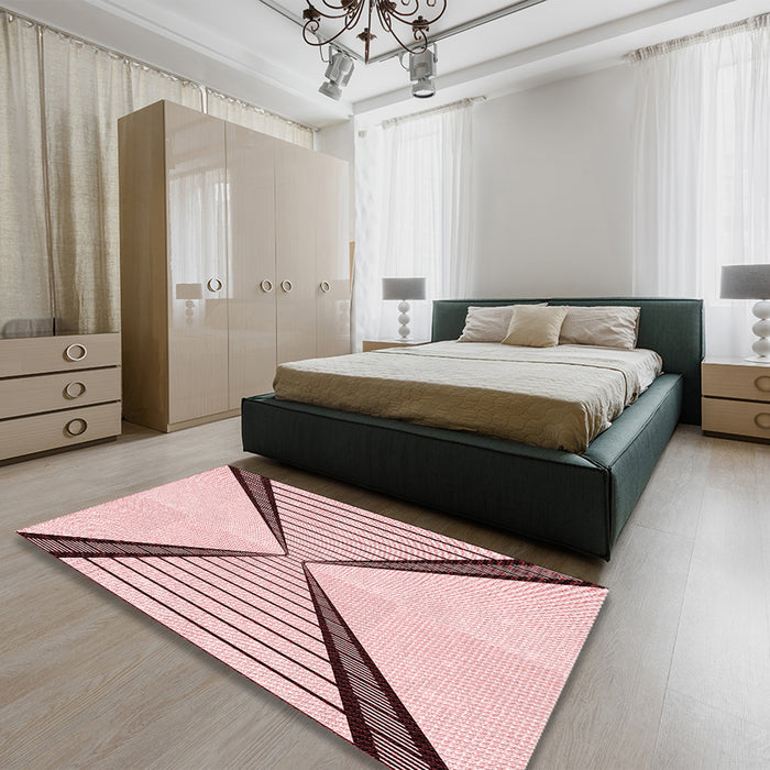 Patterned Red Rug in a Bedroom, pat3656rd