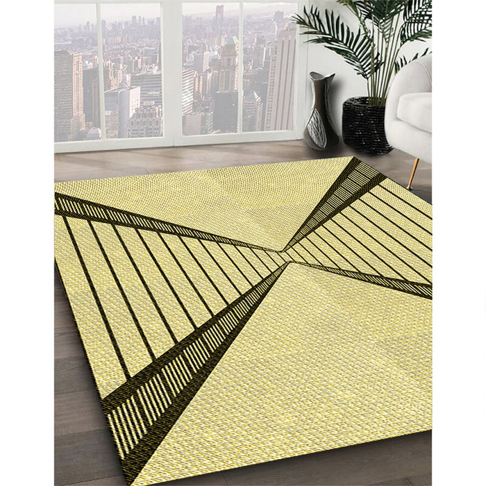 Patterned Sun Yellow Rug in Family Room, pat3656yw