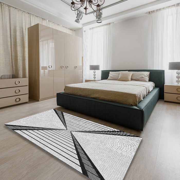 Patterned Gray Novelty Rug in a Bedroom, pat3656