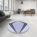 Round Patterned Lavender Blue Rug in a Office, pat3657blu