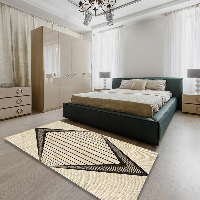 Patterned Wheat Beige Rug in a Bedroom, pat3657brn