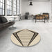 Round Patterned Wheat Beige Rug in a Office, pat3657brn