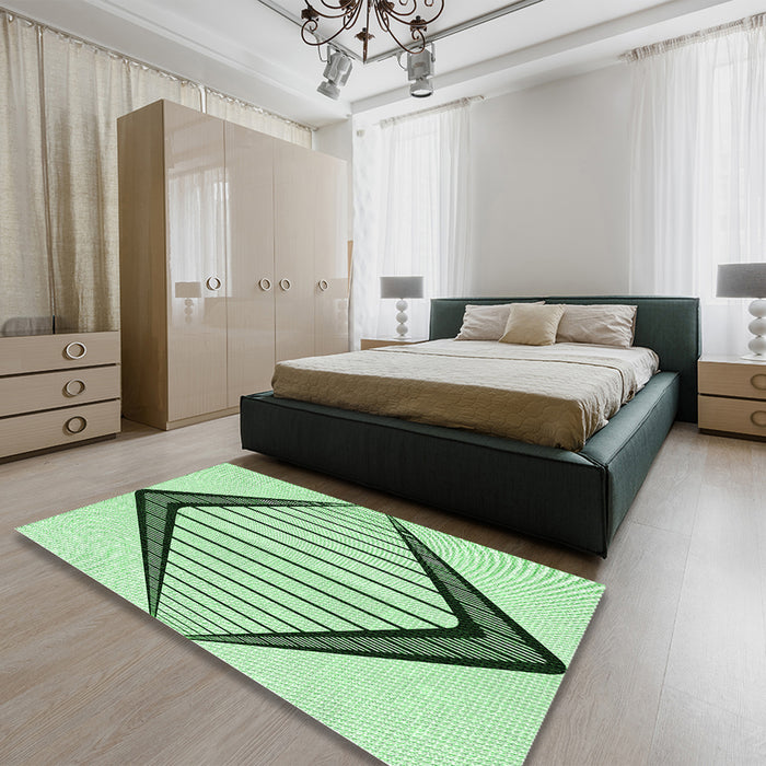 Round Machine Washable Transitional Mint Green Rug in a Office, wshpat3657grn