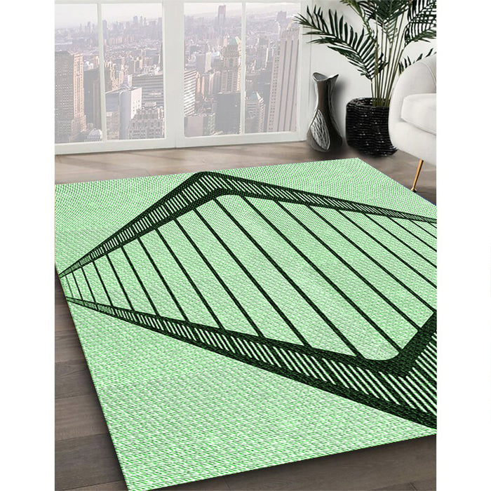 Machine Washable Transitional Mint Green Rug in a Family Room, wshpat3657grn